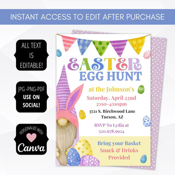 Easter egg hunt party invitations